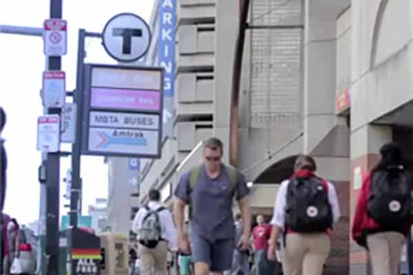 people on city street